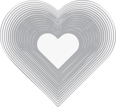 Concentric heart shape with graduating grey lines vector