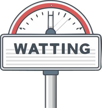 Time indicator with Waiting Text illustration for Delay Concept and Deadlines vector
