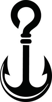 Conceptual anchor icon combined with a question mark symbol for concepts of uncertainty and mystery vector
