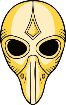 Stylized Golden Mask with Mysterious Bird-Like Features and Abstract Design vector