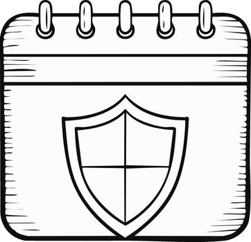 calendario página con proteger icono representando seguridad o proteccion vector