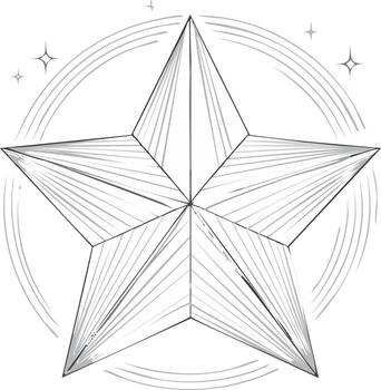 Abstract shining star icon with decorative geometric facets and sparkling halo design element vector