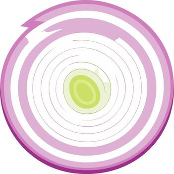 Cross-section of a red onion, showing layers in a simplified and colorful illustration vector