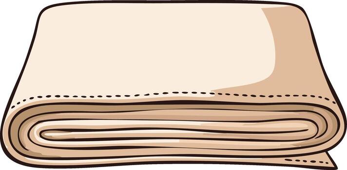 Folded fabric illustration of beige textile with stitching and textured layers for home decor or crafting projects vector