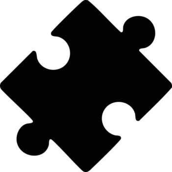 Black Jigsaw Puzzle Piece Icon Representing Solution, Strategy, or Connection Concept vector