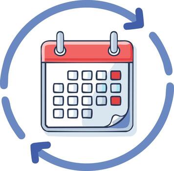 Calendar with repeating arrows symbolizing schedule and recurring events vector