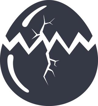 agrietado huevo cáscara icono, eclosión concepto, fragilidad y vulnerabilidad de nuevo vida, símbolo de Pascua de Resurrección, roto huevos vector