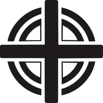 Abstract black and white target cross symbol with geometric circles modern design vector