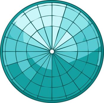 Abstract teal circular grid pattern with radial and concentric lines for technology or data visualization vector