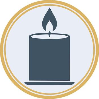 Illuminated Candle Flame Abstract Design with Golden Circle Border vector