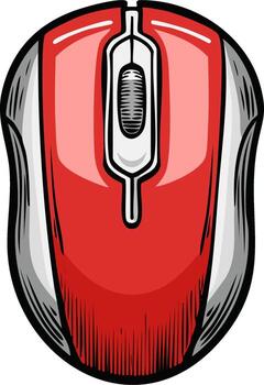 estilizado rojo computadora ratón gráfico ilustración con Desplazarse rueda vector