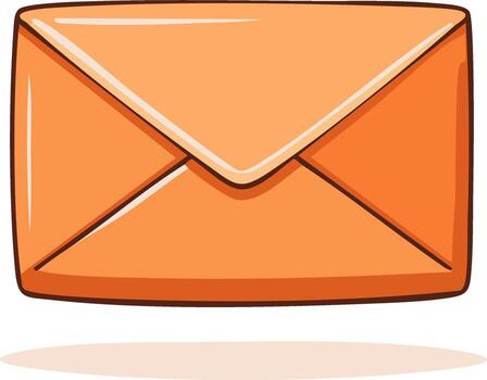 Simple orange envelope illustration with bold outline and subtle shading vector