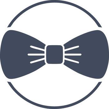 Elegant graphic illustration of a classic bow tie within a circular frame representing sophistication and style vector