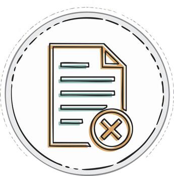 mano dibujado documento con rechazo marca símbolo dentro un rayado circulo vector