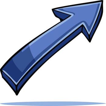 Stylized Blue Arrow Pointing Up and Right Symbolizing Progress and Direction vector