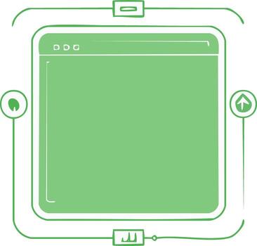 Modern minimalist green browser window abstract illustration for web design and internet technology vector