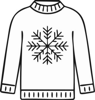 Simple line art illustration of a sweater with a snowflake design vector