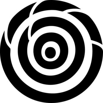 resumen negro y blanco concéntrico círculos diseño con dinámica exterior espiral segmentos creando un moderno geométrico modelo vector