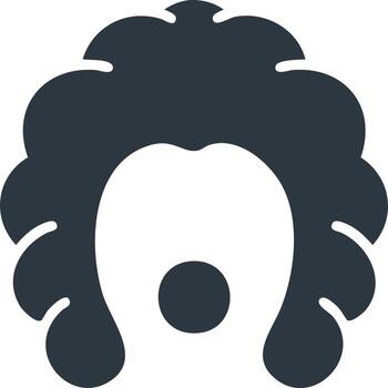 Graphic flat art of clown with curly afro wig and nose in simple style vector
