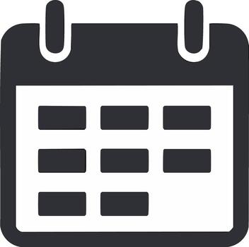 Flat Design Black Calendar Icon with Rectangle Day Blocks for Time Management vector