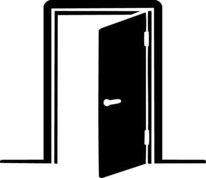 An open door with a white background vector