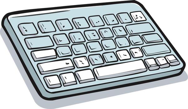 Light Blue Cartoon Style Keyboard with White Keys for Computer Input vector