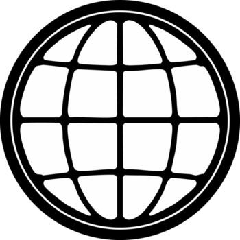 minimalista mundo globo icono, contorno de tierra gráfico, global red símbolo vector