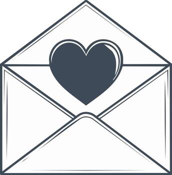 abierto sobre con corazón símbolo mensaje ilustración sencillo diseño vector