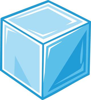 Cartoon style ice cube for cold drinks and beverages in a minimalist style vector