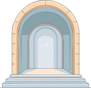 Arched Portal Gateway Steps to an Unknown Dimension or Future vector