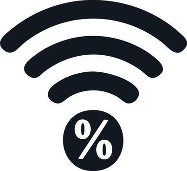 inalámbrico Internet señal con porcentaje símbolo para descuento promoción en digital redes vector