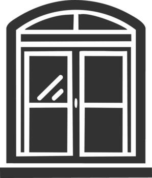 arqueado ventana marco con vaso paneles arquitectura elemento vector