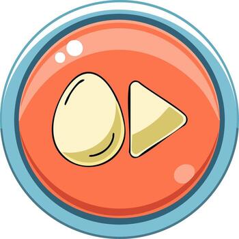 Cartoonish Glossy Orange Media Play Button with Oval and Triangle Shapes Inside vector