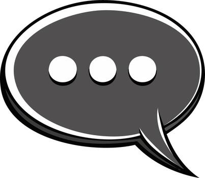 Gray speech bubble with three dots representing silence or thought in communication vector