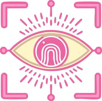 Biometric eye scan with a fingerprint iris for digital identity and security concept illustration vector