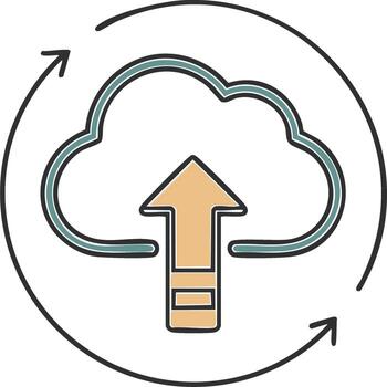 mano dibujado nube apoyo y datos subir sincronización símbolo icono vector