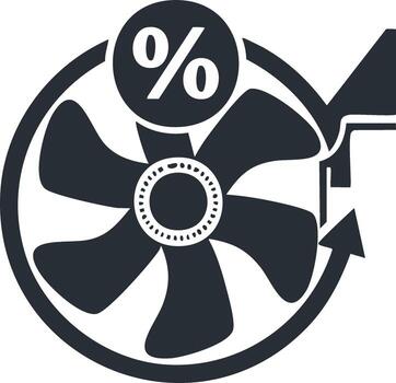 ventilación ventilador icono con porcentaje símbolo demostración aumentado energía eficiencia y optimizado actuación vector