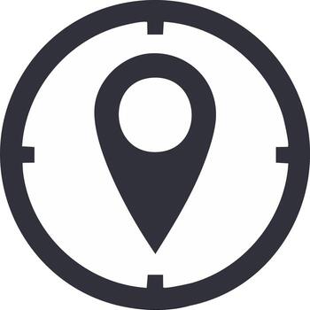 Location Pointer Inside Circle Shape With Target Markers, GPS Positioning, Navigation Concept vector