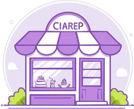 Cute Storefront Illustration with Awning and Window Display vector