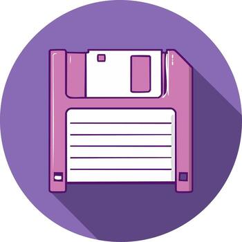 vibrante rosado flexible disco icono en moderno plano diseño estilo con un largo sombra representando retro datos vector
