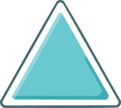 Modern flat design triangle icon in teal. Geometric symbol with rounded corners for UI, web, or navigation vector