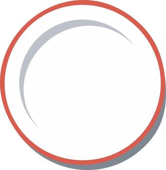 Simple circular icon with red rim and grey shadow element for design vector