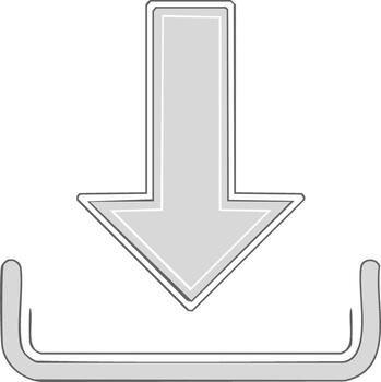 Gray download icon symbol representing data transfer save to storage or internet applications vector