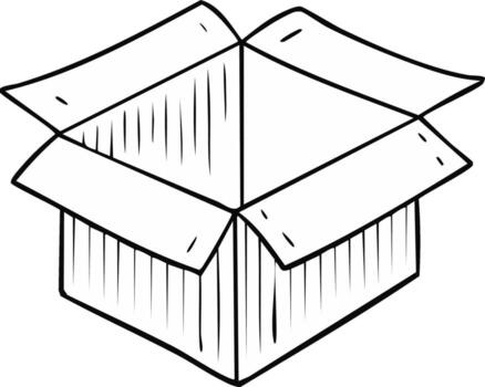 Hand drawn illustration of an open empty cardboard shipping box vector