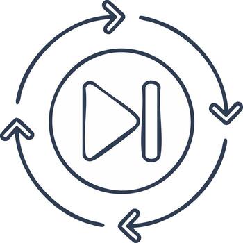 Circular Arrow Flow with Forward and Stop Icon for Process Iteration Loop vector