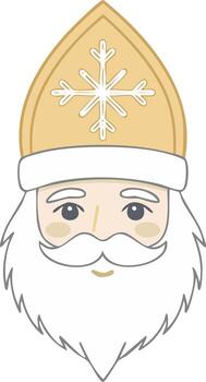 Stylized Image of a Bishop Face with Mitre and Snowflake Decoration vector
