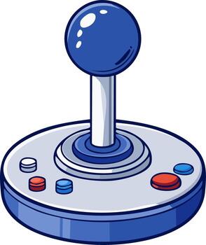 Illustration of Blue Gaming Console Joystick with Control Buttons and Stick vector