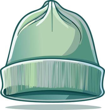 Light Green Knitted Winter Hat Illustration for Warmth and Style vector
