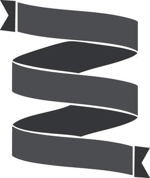 Curving dark gray ribbon banner with triangular ends, abstract graphic design element vector