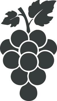 Dark Silhouette of a Grape Bunch with Stem and Leaves Representing Autumn Harvest vector